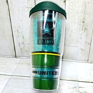 Tervis USArmy Motif Eagle Clear Drink Tumbler Green Lid 24fl oz Military Patriot